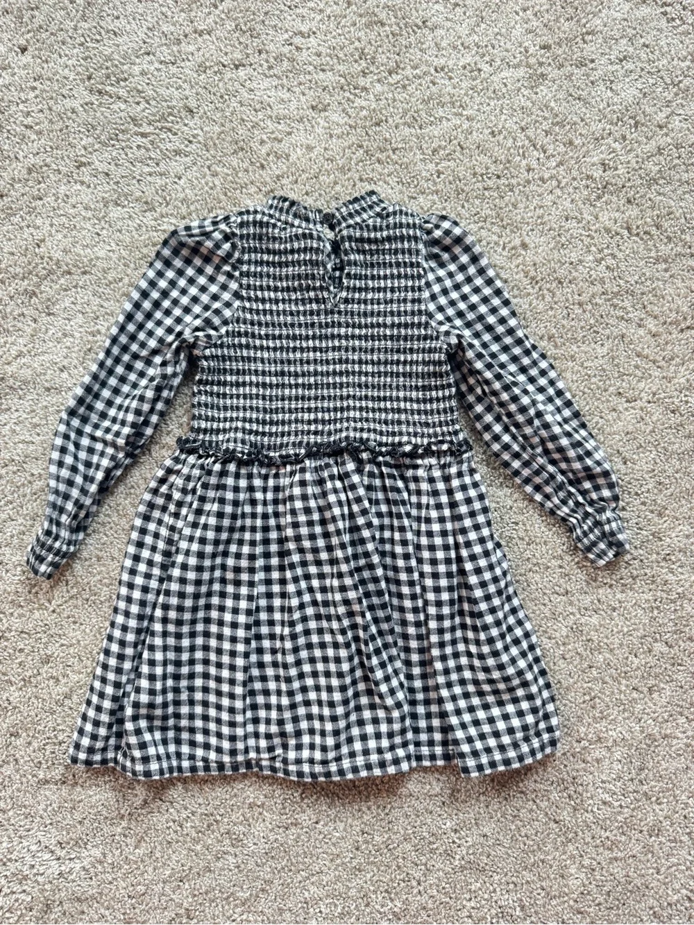Wonder Nation Toddler Girl Gingham Dress Size 3T Black White Long Sleeve Dress